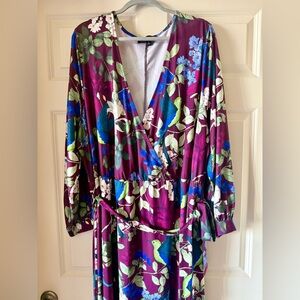 Eloquii Maxi Floral Wrap Dress with Long Sleeves